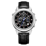 MEGIR Luxury Men Watches Design CHRONOGRAPH 24 Hours Business Watch 2 Movement Genuine Leather Men Watches