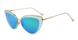 Fashion Women Cat Eye Sunglasses Oval Alloy Frame Mirror Lens Brand Designer Sunglasses Oculos de sol UV400