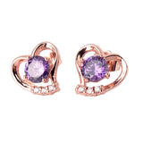 Fashion Love Heart Earrings Jewelry Rose Gold/Silver Plating Zirconia Crystal Stones Stud Earrings Female 