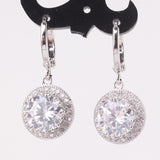Wedding Luxury Earrings for Women Silver Plating Crystals CZ Zirconia Dangle Drop Long Earrings