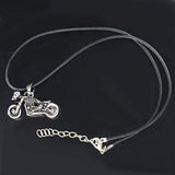 Male Gothic Punk Skeleton Motorcycle Titanium Stainless Steel leather chain Pendant Necklace 