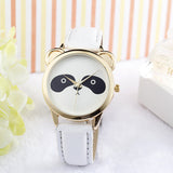 Mance-X Fashion Neutral Diamond Lovely Cute Cat Face Faux Leather cartoon Quartz Watch Women Dress Wrist Watch relogio feminino