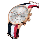 Megir Brand Army Green Men Style Quartz Wristwatch Chronograph Waterpoof Nylon Band Men's Casual Sport Watch Wristwatches