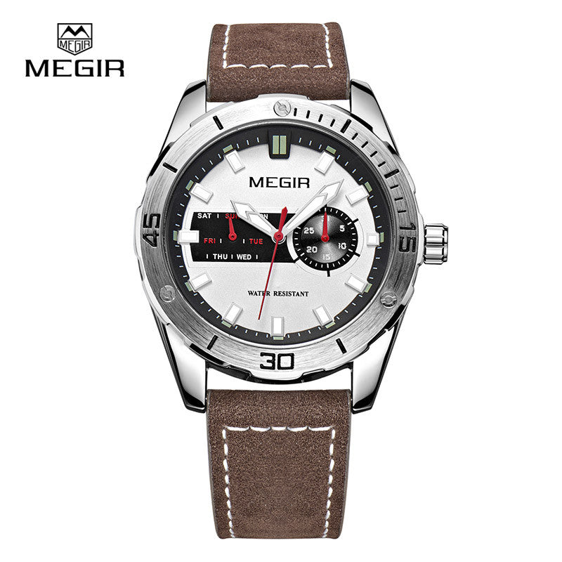 Megir hot men's watches 2016 fashion leather quartz watch man relogio top brand wrist watch luxury male luminous hour