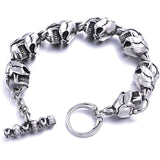 Men Bracelet Jewelry 1PC Men 316L Stainless Steel 7 Skulls Gothic Punk Bracelet For Boyfriend & Girlfriend Accessories Gift