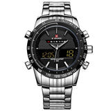 Cool Men Watches NAVIFORCE 9024 Luxury Brand Full Steel Quartz Clock Digital LED Watch Army Military Sport Watch