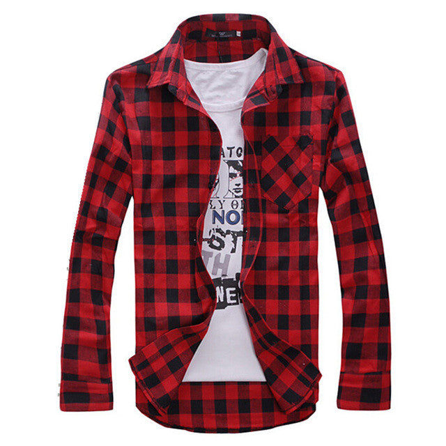 Men's Plaid Shirts Fashion 2015 Autumn New Men Casual Long Sleeve Shirt Male Slim Fit Shirts