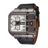 Men's Wrist Watches Luxury Design Oulm Quartz Watch Men Square Dial Leather Strap Male Military Antique Clock