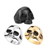 Men's Fashion Punk Black/Silver/Gold Alien Skull Rings Man 316L Stanless Steel Fashion Jewelry