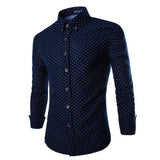 Mens Dress Shirts 2015 Brand New Men Cotton Business Slim Fit Polka Dot Long Sleeve French Cuff Social Shirt