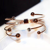 Multi-layer Rose Gold Plated Cuff Bracelets For Women Bangle Open Design Classic Fashion Jewelry wholesale Cute Gift
