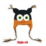 Multicolor Infant Toddler Handmade Knitted Crochet Baby Hat owl hat Cap with ear flap Animal Style For Girl Boy Gift