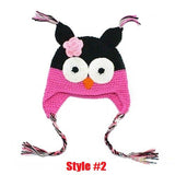 Multicolor Infant Toddler Handmade Knitted Crochet Baby Hat owl hat Cap with ear flap Animal Style For Girl Boy Gift