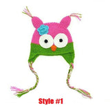 Multicolor Infant Toddler Handmade Knitted Crochet Baby Hat owl hat Cap with ear flap Animal Style For Girl Boy Gift