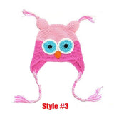 Multicolor Infant Toddler Handmade Knitted Crochet Baby Hat owl hat Cap with ear flap Animal Style For Girl Boy Gift