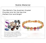 Multicolor Oval Swiss Cubic Zirconia Diamond Bracelet 18K Gold Plated Colorful Zircon Strand Bracelets