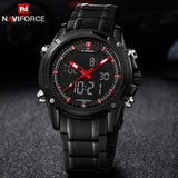 NAVIFORCE Luxury Brand Full Steel Quartz Clock Digital LED Watch Army Military Sport Watch Men Watches