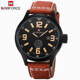 NAVIFORCE Luxury Brand Genuine Leather Strap Analog Date Men's Quartz Watch Casual Watches Men Wristwatch relogio masculino