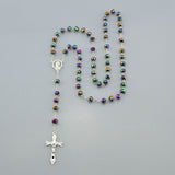 NEW Catholic Saint Virgin Mary Rosary Sparkling Mystery Crystal Beads Necklace Silver Plated Jesus Crucifix Cross Pendant