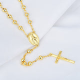 NEW Men 18K Gold Plated Catholic Virgin Mary de Guadalupe 6mm Beads Rosary Chain Necklace Jewelry