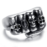 Flower Skull Men Ring Fashion Men Gothic Flower Skull Stainless Steel Biker Ring Titanium Anarchy Death Fist Skull Ring