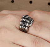 Flower Skull Men Ring Fashion Men Gothic Flower Skull Stainless Steel Biker Ring Titanium Anarchy Death Fist Skull Ring