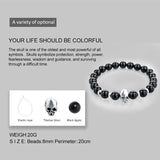 Natural Stone Beads Silver Skull Bracelets For Men Women Male Tiger Eye Casual Jewelry