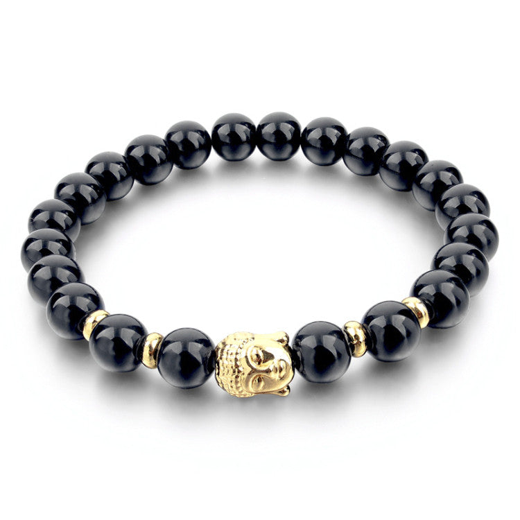 Fashion Natural Stone Bead Buddha Bracelets for Women Men Silver Turquoise Black Lava Love Jewelry With Stones Femme Pulseras Mujer