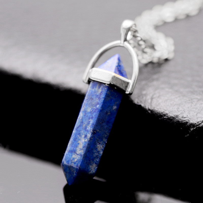 Natural Stone Bullet Shape Healing Point Pendant Necklaces Turquoise Crystal Stone Quartz Pendant Necklace Women Jewelry