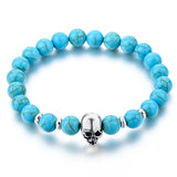 Natural Stone Skull Bracelets & Bangles Lava Beads Elastic Women Bracelets Men Jewelry Accessories 