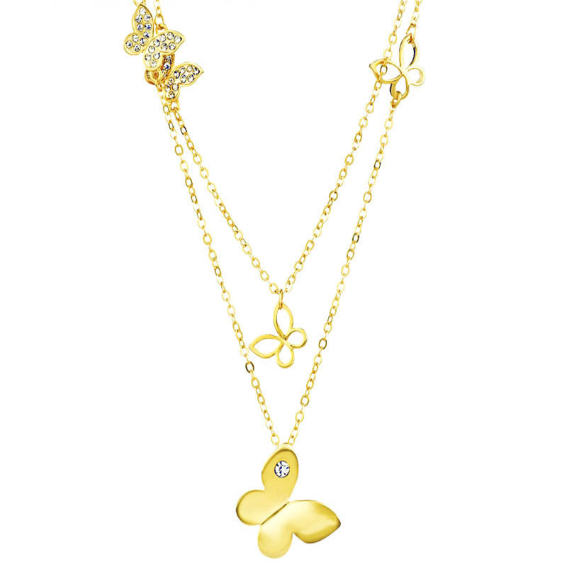 Fashion Alloy Multi Layer Maxi Bib Necklaces Butterfly Pendant Fashion Brand Statement Jewelry Gift Girlfriend