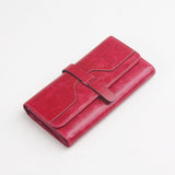 New Fashion Oil Wax Leather Retro 100% Genuine Leather Wallet Medium-Long Wallets Organizer Carteira Wallets For Woman