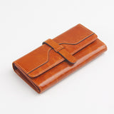 New Fashion Oil Wax Leather Retro 100% Genuine Leather Wallet Medium-Long Wallets Organizer Carteira Wallets For Woman