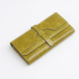 New Fashion Oil Wax Leather Retro 100% Genuine Leather Wallet Medium-Long Wallets Organizer Carteira Wallets For Woman