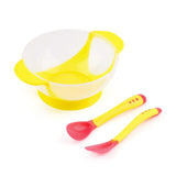 The Best Price Baby Bowl 3Pcs/Set Baby Learnning Dishes with Suction Cup Temperature Sensing Spoon and Fork Baby Tableware