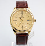 Fashion Gold Quartz Watch Men Military Leather Strap Watches Luxury Brand Casual Relogio Masculino Wristwatches Brown