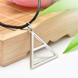 New 30 Seconds to Mars Band Style Pendant Necklace Triangle Geometric Shape Silver Leather Rope Band Necklace 