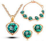 New Arrival 18K Gold & Silver Plated Crystal Heart Shape Fashion Costume Jewelry Sets for Women Necklace Earrings Sets