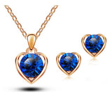 New Arrival 18K Gold & Silver Plated Crystal Heart Shape Fashion Costume Jewelry Sets for Women Necklace Earrings Sets