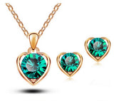 New Arrival 18K Gold & Silver Plated Crystal Heart Shape Fashion Costume Jewelry Sets for Women Necklace Earrings Sets