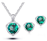New Arrival 18K Gold & Silver Plated Crystal Heart Shape Fashion Costume Jewelry Sets for Women Necklace Earrings Sets