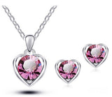 New Arrival 18K Gold & Silver Plated Crystal Heart Shape Fashion Costume Jewelry Sets for Women Necklace Earrings Sets