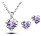 New Arrival 18K Gold & Silver Plated Crystal Heart Shape Fashion Costume Jewelry Sets for Women Necklace Earrings Sets