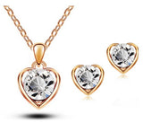 New Arrival 18K Gold & Silver Plated Crystal Heart Shape Fashion Costume Jewelry Sets for Women Necklace Earrings Sets