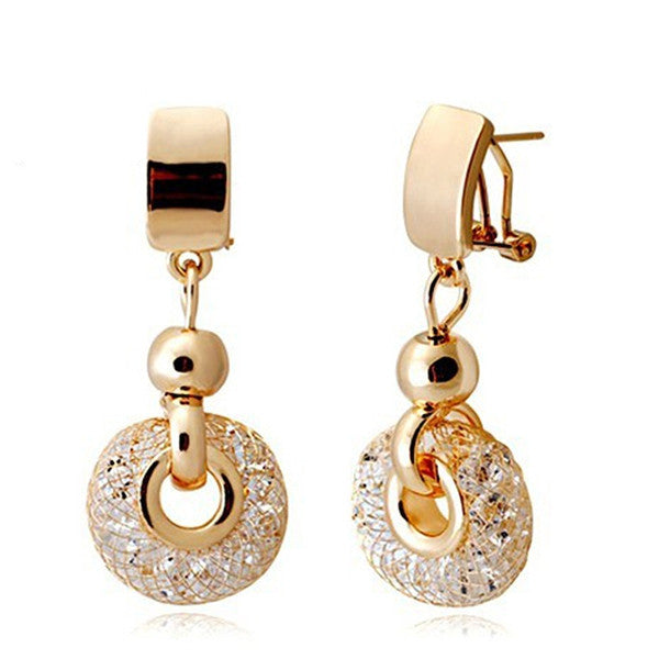 New Arrival Luxury 18k Rose Gold Drop Earrings Champagne Wire Zircon Crystal Female Fashion Jewelry
