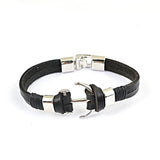 New Arrival Pirate Style Alloy Stainless Steel Anchor Bracelet For Men Genuine Cow Leather Bracelet Jewelry Best Friend Gift