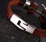 New Arrival Pirate Style Alloy Stainless Steel Anchor Bracelet For Men Genuine Cow Leather Bracelet Jewelry Bracelets & Bangles