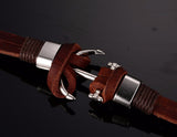 New Arrival Pirate Style Alloy Stainless Steel Anchor Bracelet For Men Genuine Cow Leather Bracelet Jewelry Bracelets & Bangles