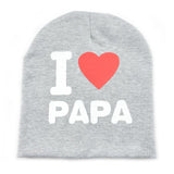 fashion Autumn baby cap knitted warm cotton toddler beanie Cute kids girl boy I LOVE PAPA MAMA print kid hats 1-3 years old