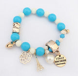 New-Brand-Fashion-Temperament-Charm-Crystal-Gem-Pearl-Beads-Hearts-Elastic-Force-Bracelet